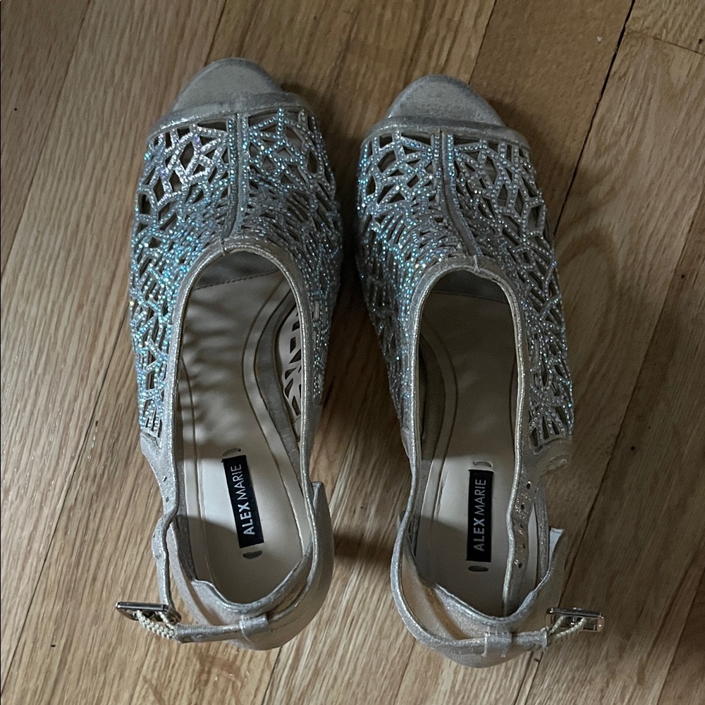 Alex Marie Gold Cutout Open-Toe Heels